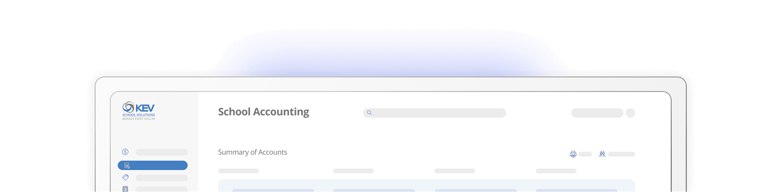 KEV School Accounting Platform screenshot of KEV school accounting platform